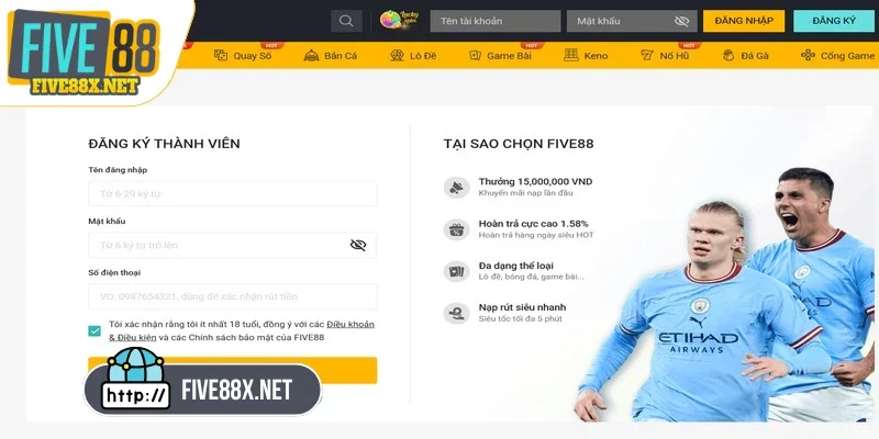 Truy cập trang cược chính thức của Five88 để thuận tiện thao tác