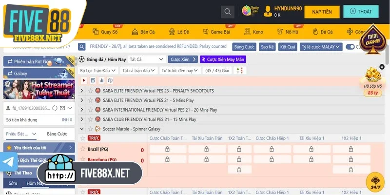 Five88 đều có bộ môn thể thao phù hợp cho bạn theo sở thích