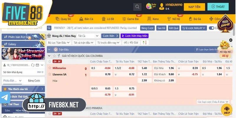 Sảnh thể thao linh hoạt chính là lý do khiến Five88 được yêu thích đến vậy