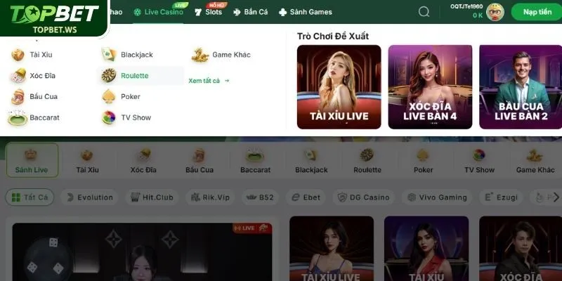 Giới thiệu về Live Casino tại Topbet