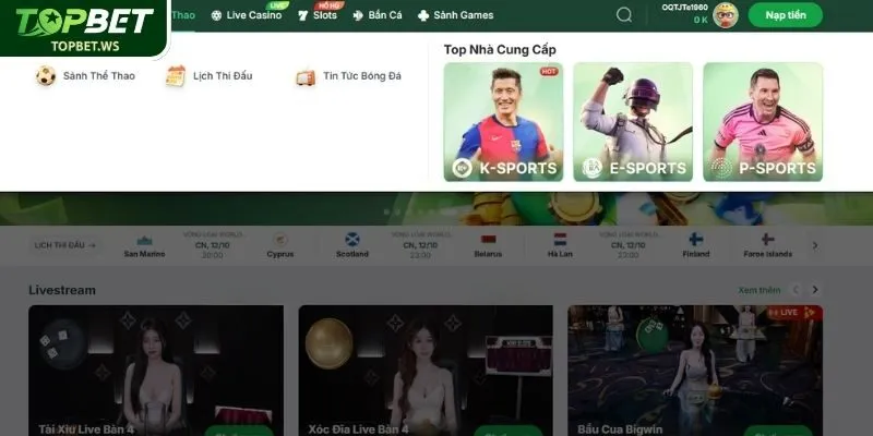 Giới thiệu tổng quan về Thể Thao tại Topbet